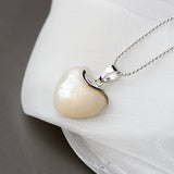 925 Silver Pendant Natural Pearl Shellfish Heart Shaped Lady Jewelry Gift