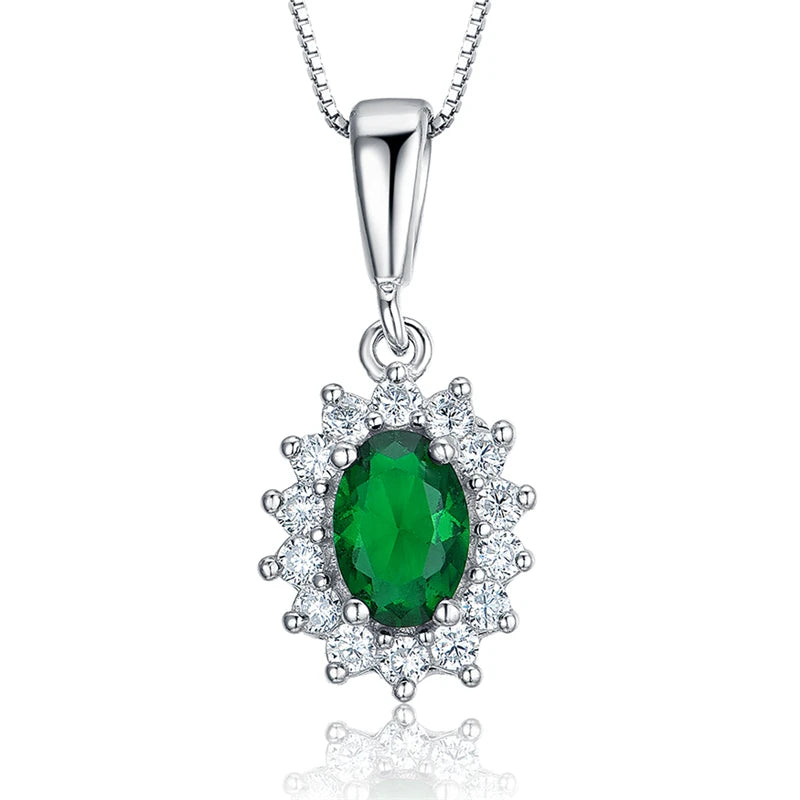 925 Silver Pendant Nano Emerald For Women Party