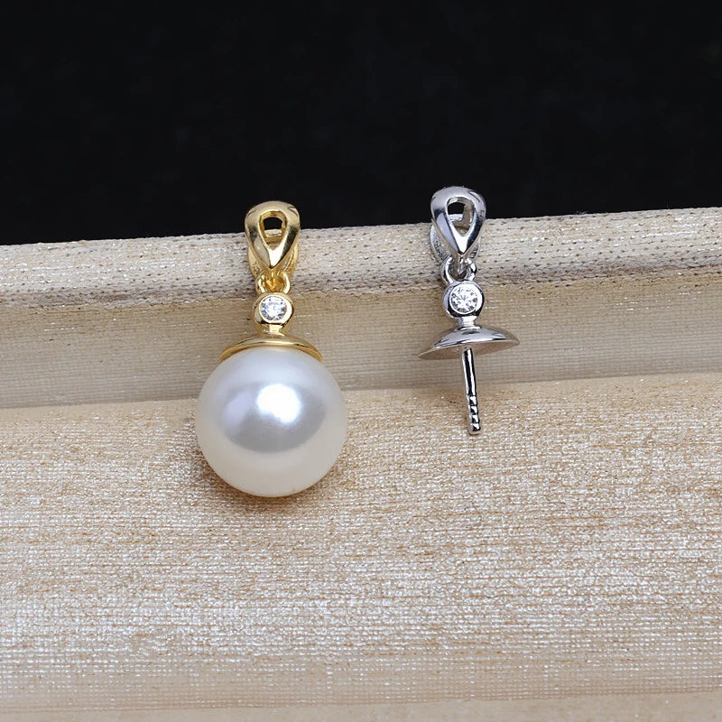 925 Sterling Silver Pendant Mounts Base for 9-13mm Pearls