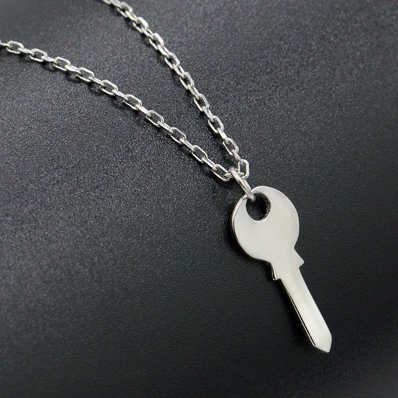 925 Silver Pendant Necklace Chain Lock Key Fine Jewelry for Women Men Gift