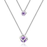925 Silver Double Layer Crystal Pendant Necklace for Women