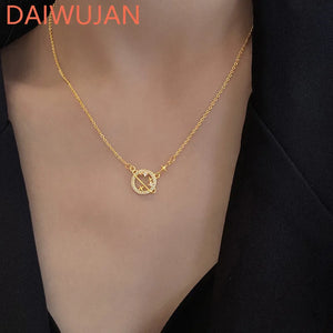 925 Silver Pendant Necklace Hollow Planet Zircon Clavicle Chain