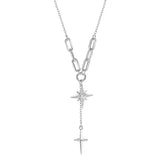 925 Silver Pendant Necklace Octagonal Star Clavicle Chain Vintage Jewelry