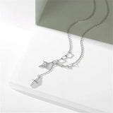 925 Silver Pendant Necklace Octagonal Star Clavicle Chain Vintage Jewelry
