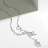 925 Silver Pendant Necklace Octagonal Star Clavicle Chain Vintage Jewelry
