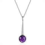 925 Silver Amethyst Pendant Necklace Large Geometric 10MM Round Engagement Gift