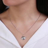925 Silver Zircon Disc Necklace Fine Jewelry Women