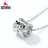 925 Silver Pendant Drum Zircon Chain Necklace Fine Jewelry Gift