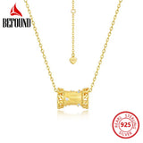 925 Silver Pendant Drum Zircon Chain Necklace Fine Jewelry Gift