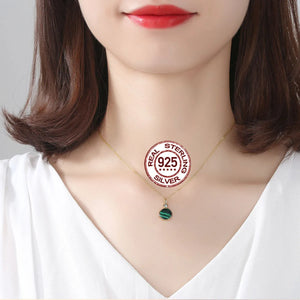 925 Silver Malachite Pendant Double Layer Clavicle Necklace