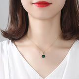 925 Silver Malachite Pendant Double Layer Clavicle Necklace