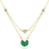 925 Silver Malachite Pendant Double Layer Clavicle Necklace