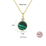 925 Silver Malachite Pendant Double Layer Clavicle Necklace