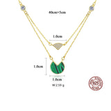 925 Silver Malachite Pendant Double Layer Clavicle Necklace