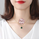 925 Silver Malachite Pendant Double Layer Clavicle Necklace