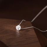 925 Silver Geometric Square Pendant Necklace for Women