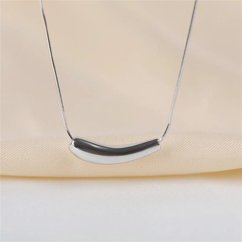 925 Silver Pendant Necklace Geometric Snake Chain Collar