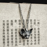 925 Silver Cat Pendant Women Necklace Vintage