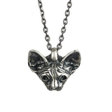 925 Silver Cat Pendant Women Necklace Vintage