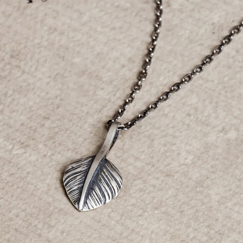 925 Sterling Silver Feather Necklace Pendant Punk Jewelry Finding Accessories