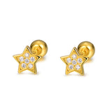 925 Silver Pentagram Star Stud Earrings Zircon Colleague Party Jewelry