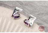 925 Silver Candy Heart Earrings Crystal Studs