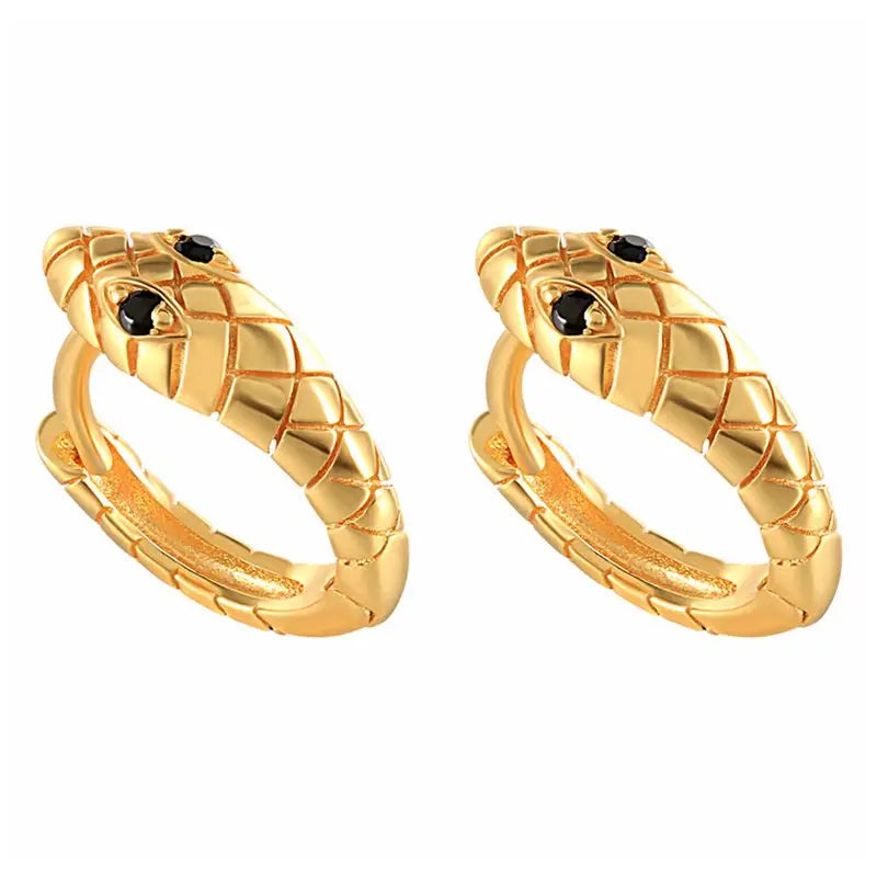 925 Silver Snake Small Hoop Earrings for Women Geometric Circle
