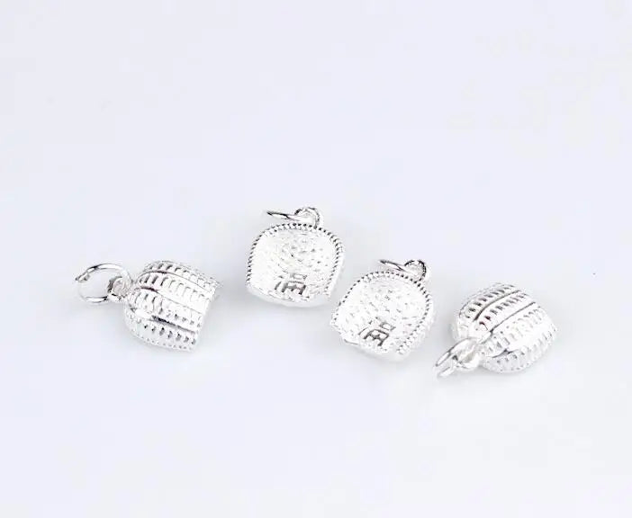 925 Sterling Silver Chinese Dustpan Charms High Necklace Dangle Pendants