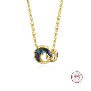 925 Silver Moon Abalone Shell Pendant Necklace for Women