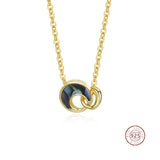 925 Silver Moon Abalone Shell Pendant Necklace for Women