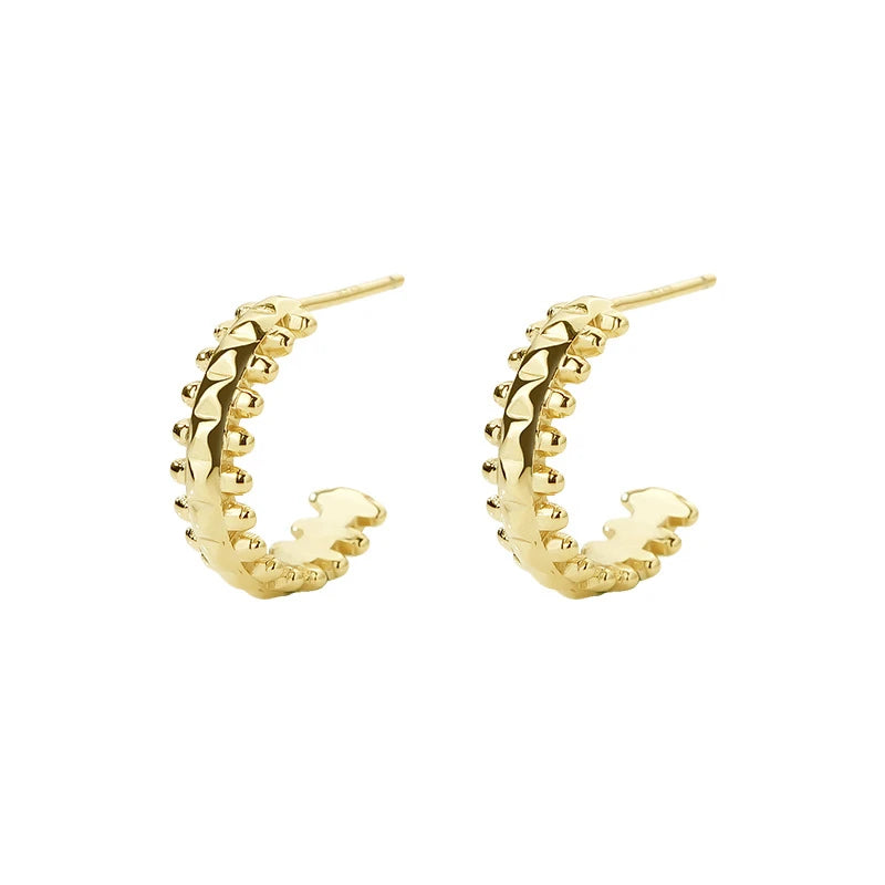 925 Silver Rivet C Stud Earrings Vintage Style Classic Jewelry