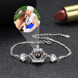 925 Silver Personalized Photo Bracelet Crown Pendant Projection Bracelet
