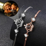 925 Silver Personalized Photo Bracelet Crown Pendant Projection Bracelet