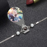 925 Silver Personalized Photo Bracelet Crown Pendant Projection Bracelet