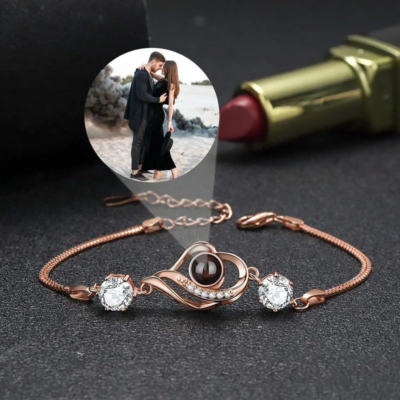 925 Silver Photo Bracelet Personalized Projection Jewelry