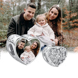 925 Silver Personalized Photo Charms Bamboo Heart Beads Bracelet