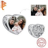 925 Silver Personalized Photo Charms Bamboo Heart Beads Bracelet