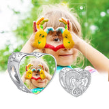 925 Silver Personalized Photo Charms Double Hippocampus Heart Beads