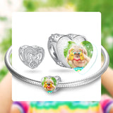 925 Silver Personalized Photo Charms Double Hippocampus Heart Beads