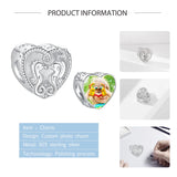 925 Silver Personalized Photo Charms Double Hippocampus Heart Beads