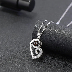925 Silver Photo Projection Couple Necklace Love Heart Pendant