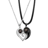 925 Silver Photo Projection Couple Necklace Love Heart Pendant