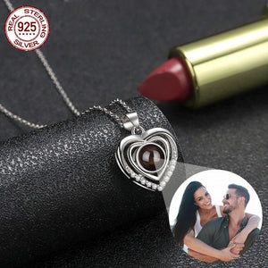 925 Silver Custom Photo Necklace Heart House Pendant