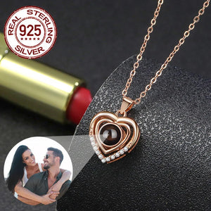 925 Silver Custom Photo Necklace Heart House Pendant