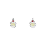 925 Silver Santa Claus Stud Earrings - Christmas Jewelry Gift