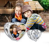 925 Silver Double Dolphin Heart Bead CZ Charms Fit Bracelet
