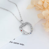 925 Silver Heart Pendant with 5 Birthstones Custom Name Mother Necklace