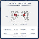 925 Silver Birthstone Heart Stud Earrings for Women