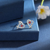 925 Silver Birthstone Heart Stud Earrings for Women
