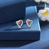 925 Silver Birthstone Heart Stud Earrings for Women
